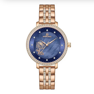 NAVIFORCE NF5017 RoseGold Stainless Steel Analog Watch For Women - Royal Blue & RoseGold